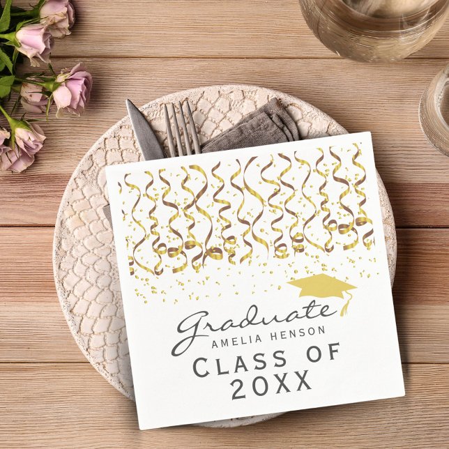Gold Confetti Class of 2022 Graduation Napkin (Creator Uploaded)