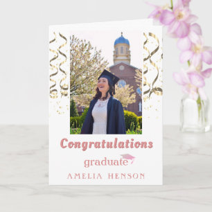 Gold Confetti Congratulations Graduation Photo Card
