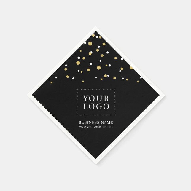 Gold Confetti Custom Business Promotional Logo Napkin (Corner)
