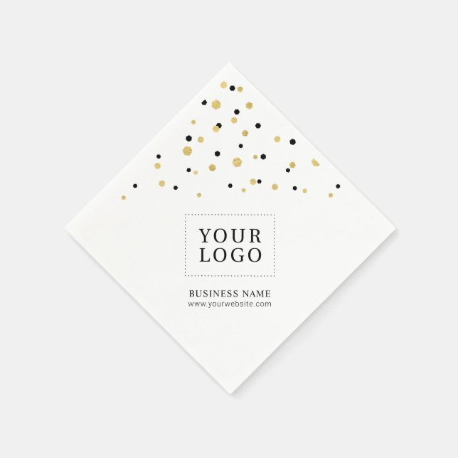 Gold Confetti Custom Business Promotional Logo Napkin (Corner)
