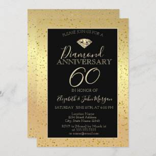 Gold Confetti Diamond Wedding Anniversary Invitation