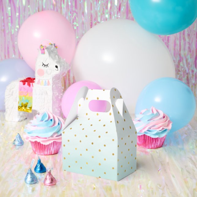 Gold Confetti Dots Aqua Mint  Favour Box (Party)