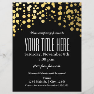Gold Confetti Dots Elegant Glam Event Flyer Poster