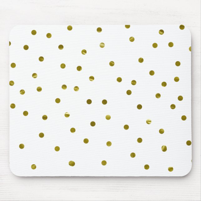 Gold Confetti Dots Faux Foil Modern Chic Simple Mouse Pad (Front)