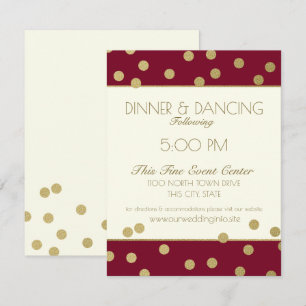 Gold Confetti Dots Ivory and Burgundy Reception Invitation