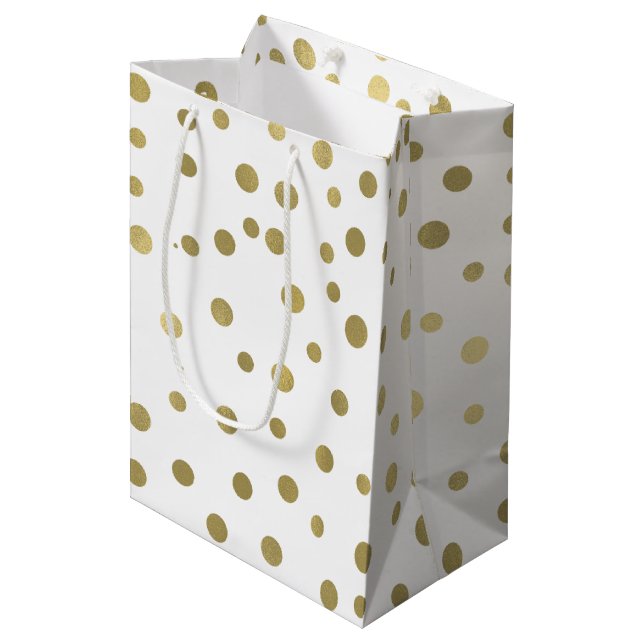 Gold Confetti Dots Medium Gift Bag (Front Angled)
