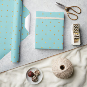 Gold Confetti Dots Mint  Wrapping Paper