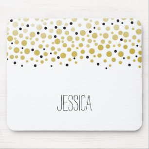 Gold Confetti Dots Mouse Pad