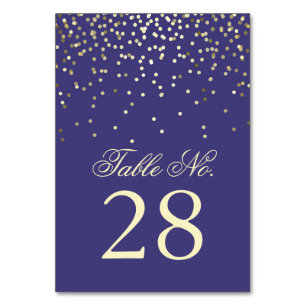 Gold Confetti Dots Navy Wedding Table Number