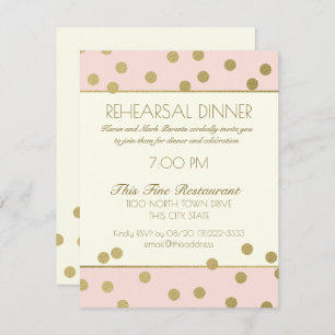 Gold Confetti Dots Rehearsal Dinner Invitation
