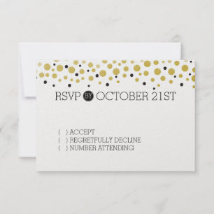 Gold Confetti Dots RSVP Card
