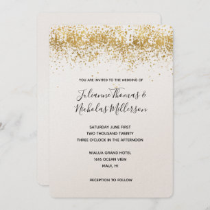 Gold Confetti Dots Wedding Invites