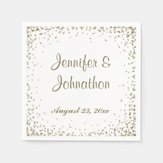 Gold  Confetti Dots Wedding Reception Napkin (Front)