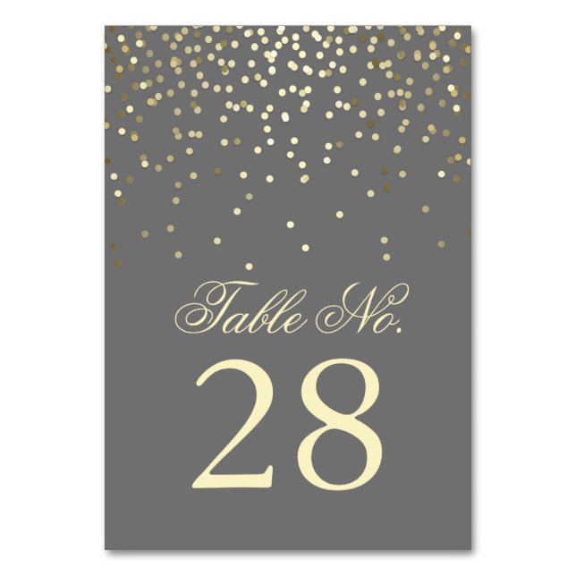 Gold Confetti Dots Wedding Table Number (Front)