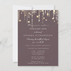 Gold Confetti Drip Birthday Bridal Ivory Smoky Invitation