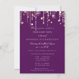 Gold Confetti Drips Birthday Bridal Pink Marsala Invitation