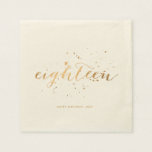 Gold Confetti Eighteen 18th Birthday Party Ecru Napkin<br><div class="desc">Party napkins for an 18th birthday in a gold confetti "eighteen" design. Customise with your birthday message.</div>