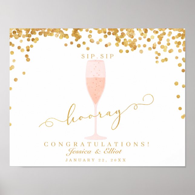 Gold Confetti Elegant Champagne Wedding Poster (Front)