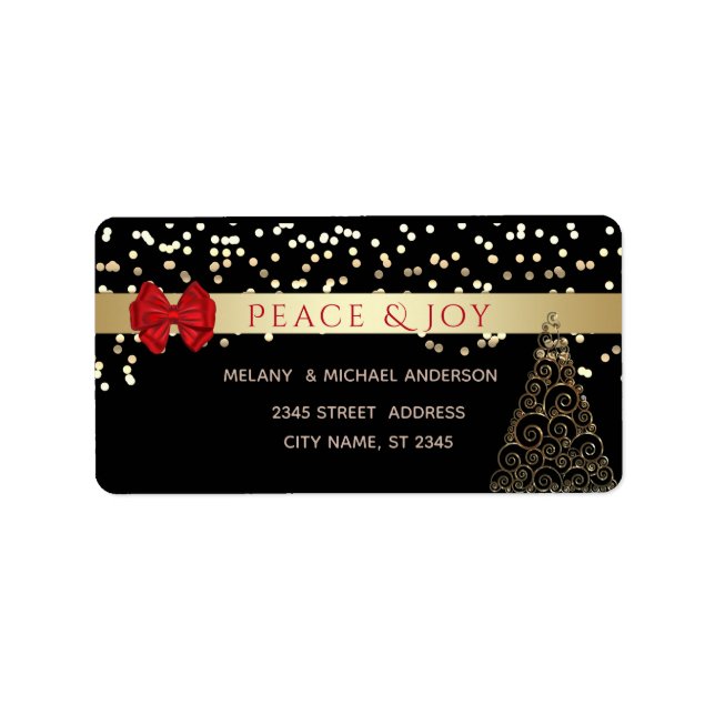 Gold confetti elegant Christmas tree holiday Label (Front)