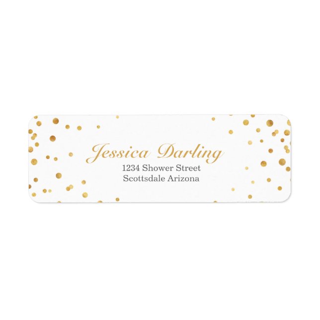 Gold Confetti Elegant Return Address Label (Front)