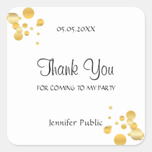 Gold Confetti Elegant Thank You Script Template Square Sticker