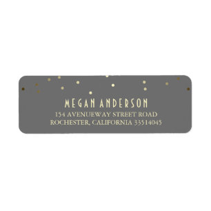Gold Confetti Elegant Wedding Return Address Label
