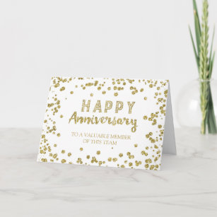 Gold Confetti Employee Anniversary Card