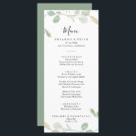 Gold Confetti Eucalyptus Foliage Dinner Menu<br><div class="desc">This gold confetti eucalyptus foliage dinner menu card is perfect for a rustic wedding. The design features watercolor eucalyptus green foliage with gold confetti.

This menu can be used for a wedding reception,  rehearsal dinner,  bridal shower or any event.</div>