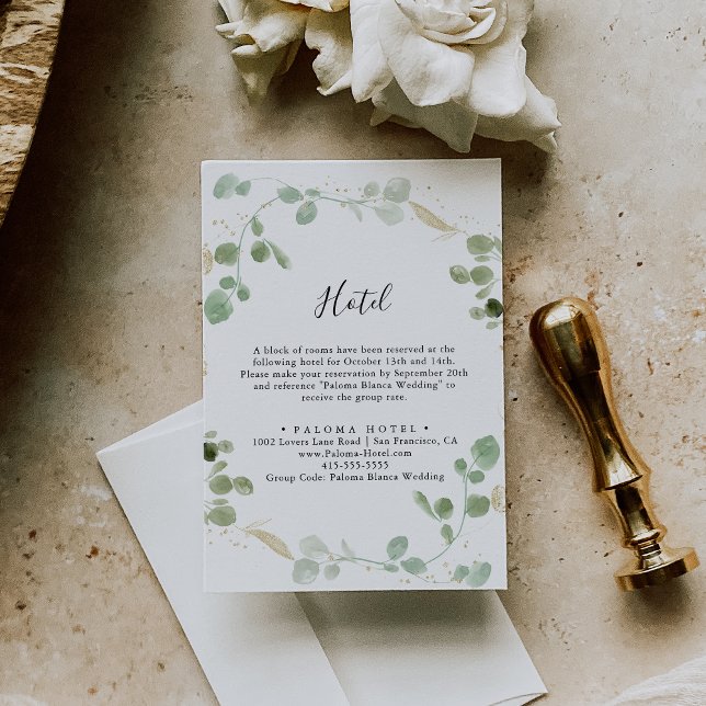 Gold Confetti Eucalyptus Foliage Hotel  Enclosure Card (Creator Uploaded)