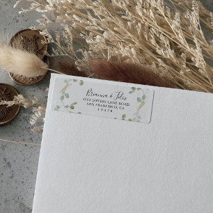 Gold Confetti Eucalyptus Foliage Return Address Label