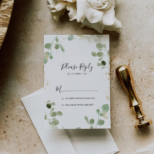 Gold Confetti Eucalyptus Foliage RSVP Card