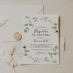 Gold Confetti Eucalyptus Spanish Bridal Shower  Invitation