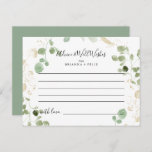 Gold Confetti Eucalyptus Wedding Advice Card<br><div class="desc">This gold confetti eucalyptus wedding advice card is perfect for a rustic wedding. The design features watercolor eucalyptus green foliage with gold confetti. These cards are perfect for a wedding, bridal shower, baby shower, graduation party & more. Personalise the cards with the names of the bride and groom, parents-to-be or...</div>