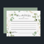 Gold Confetti Eucalyptus Wedding Advice Card<br><div class="desc">This gold confetti eucalyptus wedding advice card is perfect for a rustic wedding. The design features watercolor eucalyptus green foliage with gold confetti. These cards are perfect for a wedding, bridal shower, baby shower, graduation party & more. Personalise the cards with the names of the bride and groom, parents-to-be or...</div>