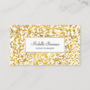 Gold Confetti Event Planner Business Cards