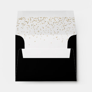 Gold Confetti Fancy Script Self-Addressed RSVP Envelope