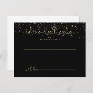 Gold Confetti Fancy Script Wedding Advice Card