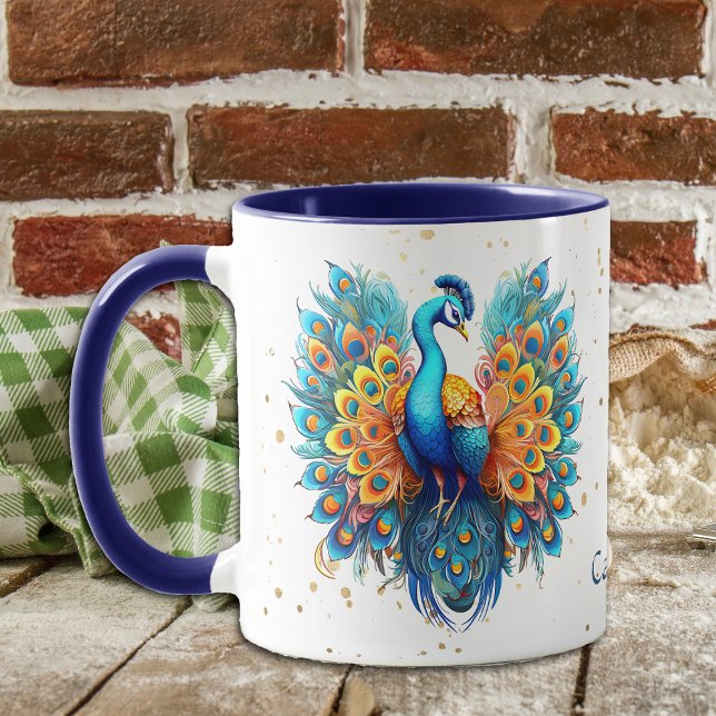 Gold Confetti Fantasy Peacock Mug (Creator Uploaded)