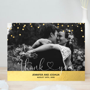 Gold confetti & Foil Wedding Thank You   PHOTOS Postcard