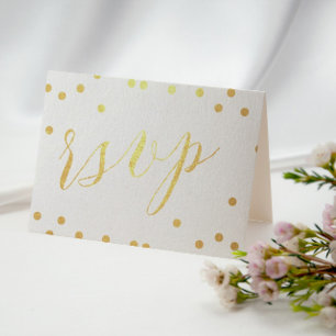 Gold Confetti Folded RSVP Foil Card