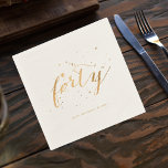 Gold Confetti Forty 40th Birthday Party Ecru Napkin<br><div class="desc">Party napkins for a 40th birthday in a gold confetti "forty" design. Customise with your birthday message.</div>