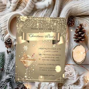 Gold Confetti,Gingerbread Drink Company Christmas  Invitation