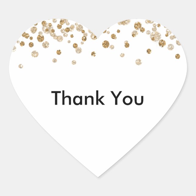 Gold Confetti Glam Glitter Heart Sticker (Front)