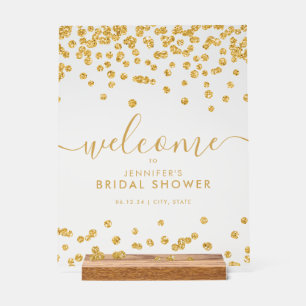 Gold Confetti Glitter Bridal Shower Welcome  Acrylic Sign