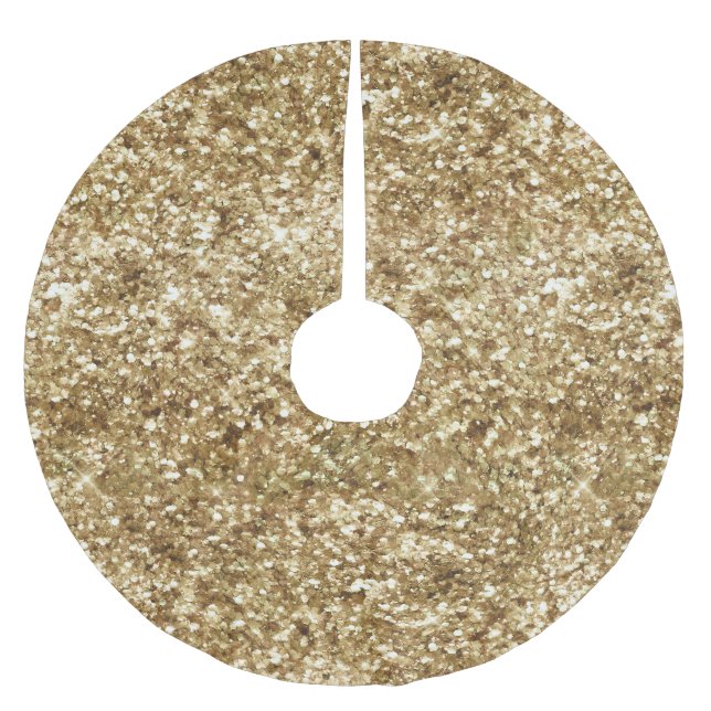 Gold Confetti Glitter Brushed Polyester Tree Skirt (Front)