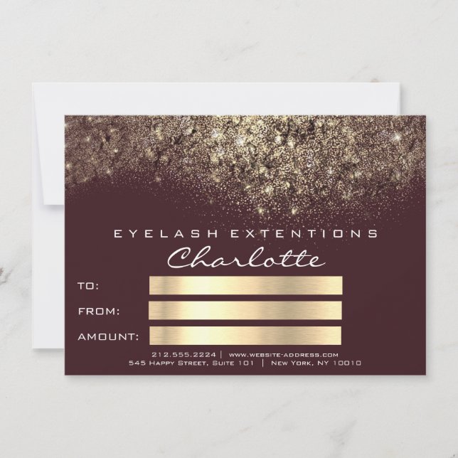 Gold Confetti Glitter Burgundy Certificate Gift (Front)