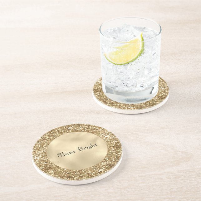 Gold Confetti Glitter Coaster (Side)