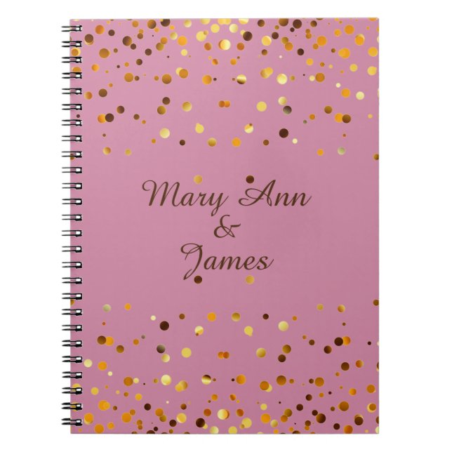 Gold Confetti Glitter Faux Foil Pink craft Notebook (Front)