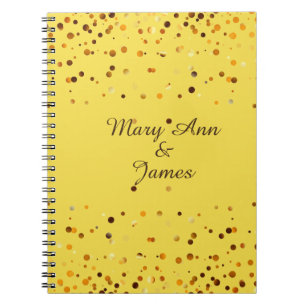 Gold Confetti Glitter Faux Foil Yellow craft Notebook