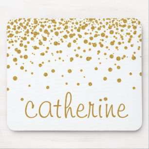 Gold Confetti Glitter golden Faux Foil Glittery Mouse Pad